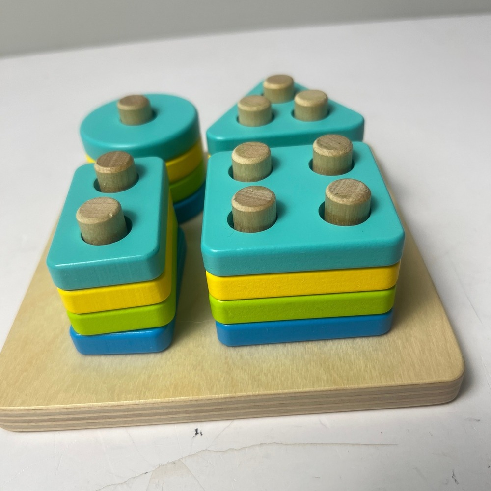 Lovevery Wooden Geometric Peg Puzzle Toddler Multicolor Montessori Stacker Toy